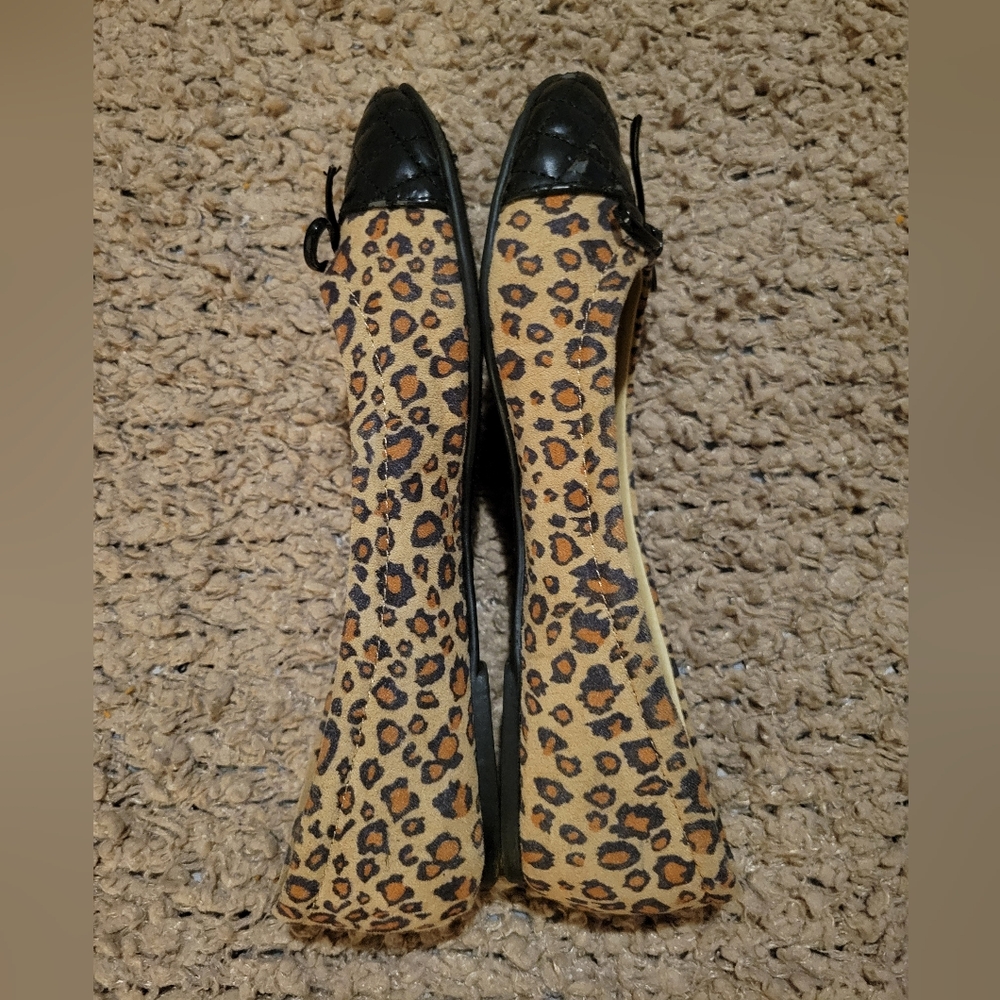 WOMENS LEOPARD PRINT FLAT BALLET SHOES BROWN AND BLACK SIZE 6 - Picture 9 of 10